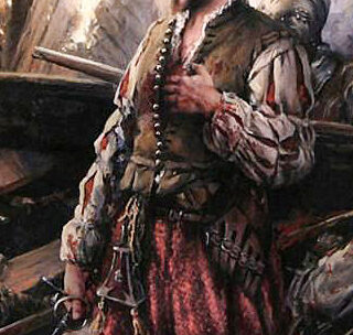 Cuadro «Cervantes en Lepanto» de Ferrer Dalmau, representa al joven soldado herido en el fragor de la batalla