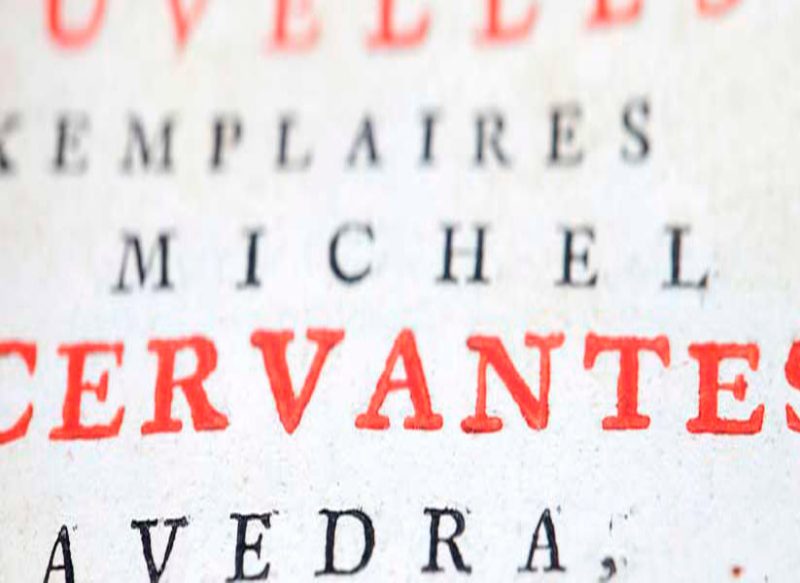 Fragmento de página de "Novelas exemplares de Miguel de Cervantes Saavedra"
